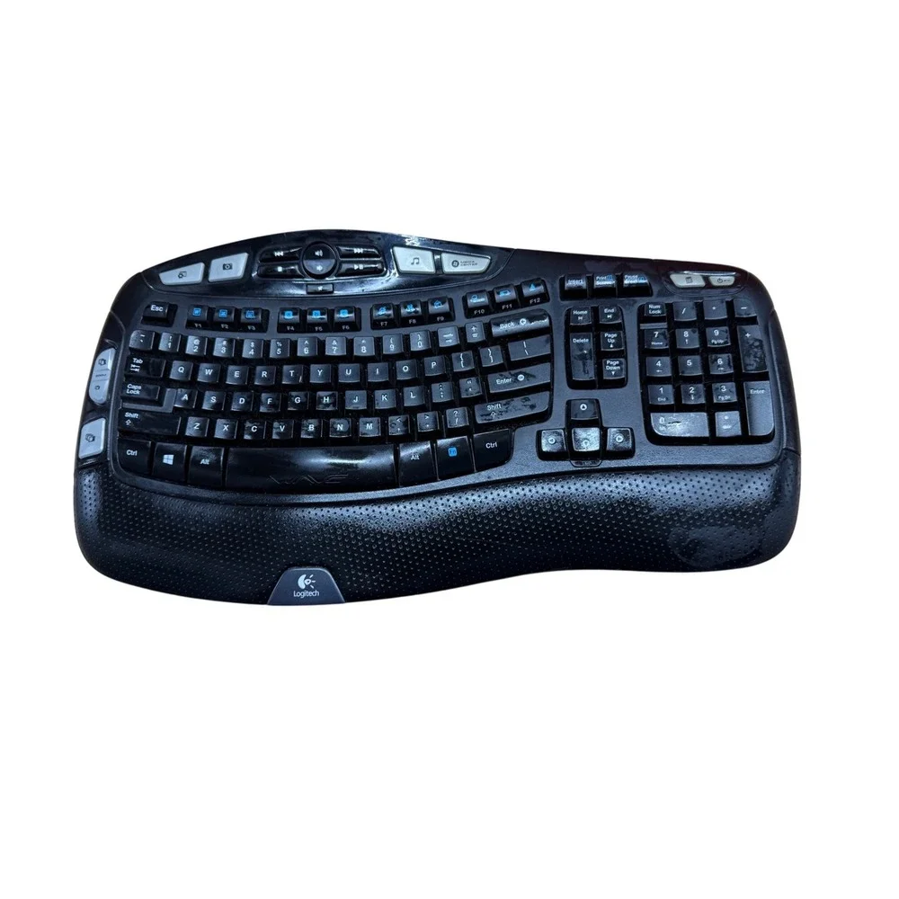 Logitech K350 Wireless Wave Keyboard Ergonomic Black K350 Untested